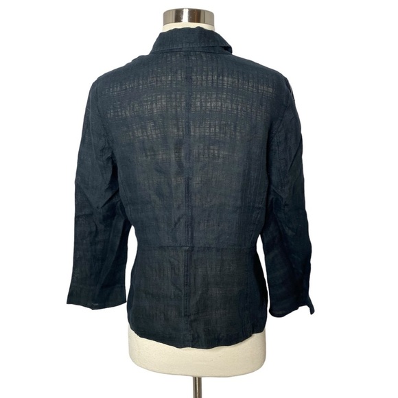 Eileen Fisher 100% Linen Black Button Front Blazer Jacket Size Small - Picture 3 of 8